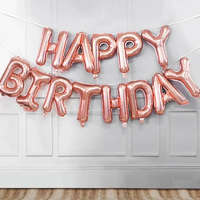 Party Kellék. Rose gold színű Happy Birthday lufi füzér