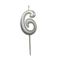 Gyertya gyöngyház fehér "6" - dobozos