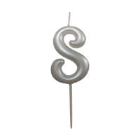 Gyertya gyöngyház fehér "8" - dobozos