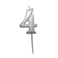 Gyertya gyöngyház fehér "4" - dobozos