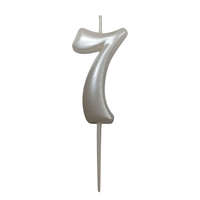 Gyertya gyöngyház fehér "7" - dobozos