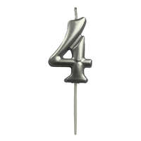 Gyertya ezüst "4" - dobozos