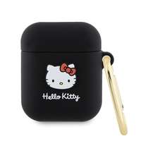 Hello Kitty Hello Kitty HKA23DKHSK Airpods 1/2 tok fekete Szilikon 3D Kitty fej 3D Kitty fej