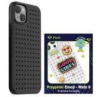 DRO Etui Pinit dinamikus + Emoji Pin iPhone 14 / 15 / 13 6.1" fekete minta 3 tok