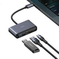 USAMS USAMS adapter HUB 5in1 USB 2.0/USB 3.0/ USB-C/TF/SD szürke/sötétszürke SJ628HUB01 (US-SJ628)