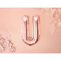 Fólia léggömb betű ''U'', 35cm, rozéarany