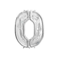 0-s számkeret latex léggömbökhöz, 126 cm, ezüst