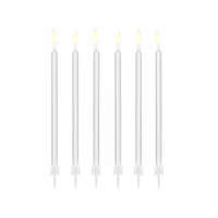 Plain birthday candles, white, 14cm (1 pkt / 12 pc.)