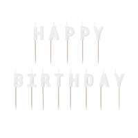 Születésnapi gyertyák Happy Birthday, 2,5 cm, fehér (1 db / 13 db)