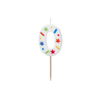 Birthday Candle Number '0', white confetti, 5.5cm