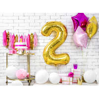 2-es számú születésnapi gyertya, arany, 7 cm