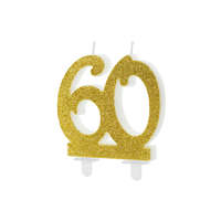 Birthday candle Number 60, gold, 7.5cm
