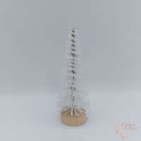  Dekor fenyőfa - csillámos fehér - 6 cm