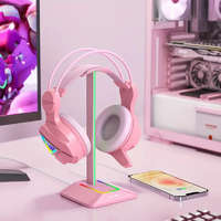 Fejhallgató tartó LED RGB világítással, usb csatlakozással fekete GV578467-r