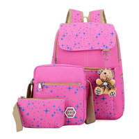Csillagos iskolatáska szett – 3 részes, rózsaszín KBL-1143-01-R