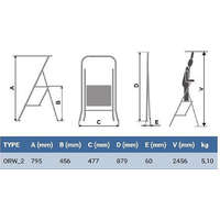 ANR Biztonsági Fellépő 3 Fokos Acél