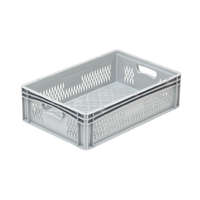 Bekuplast Basicline Euro Láda 600 x 400 x 170 mm, oldalai és alja bordázott, nyitott fogantyúval, szürke