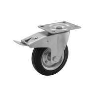 RADER Acélfelnis görgő, Erősített talplemezes, fékes, tömör gumiabronccsal, 125 mm