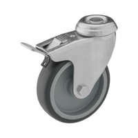 RADER Intézményi szürke nyommentes hátfuratos, forgó-fékes görgő, 125 mm