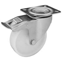 RADER Poliamid forgó-fékes görgő műanyag futófelület, 125 mm, 200 kg teherbírás, talpas felfogatás