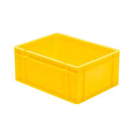 LaKaPE Műanyag szállítóláda, zárt oldalak, sima alj, zárt megfogó 400x300x175 mm sárga