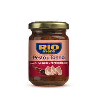 Rio Mare Rio Mare Pesto al Tonno con Olive Nere e Peperoncino tonhal pesto fekete olajbogyóval és peperoncinoval, 130g