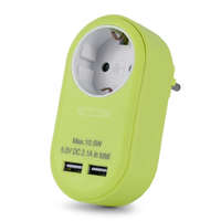 Entac Entac Hálózati Adapter 1 Földelt Aljzat és 2 USB (össz. 2.1A) Lime (EPAG-1EE-2USB-L)