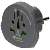 Q2 Power Q2 Power földelt utazó adapter Világ --> Európa (1.100100-TH)
