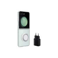 Samsung Samsung Galaxy Z Flip5 alapcsomag (átlátszó tok rögzítővel, fali töltő fekete) (EF-XF73KKTEGWW)