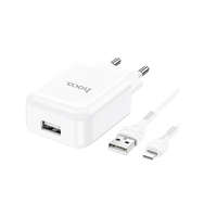 Hoco HOCO N2 hálózati töltő USB aljzat (5V/2.1A, gyorstöltő + lightning kábel) fehér (N2_W_LIGHTNING8PIN)