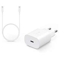 Samsung Samsung USB-C hálózati töltő 5V/3A 25W + USB-C kábel fehér "Gigapack csomagolás" (EP-TA800EWE + EP-DG980BWE)