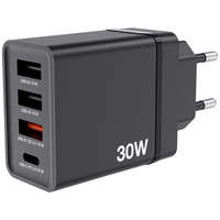 Verbatim Verbatim 30W 4-Port (1xUSB-C PD 20W / 1xUSB-A QC 3.0 / 2xUSB-A 10W) EU hálózati töltő fekete (49700)