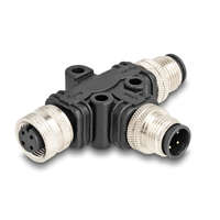 Delock Delock M12 T-megosztó A-kódolt 4 tűs 1 x apa - 1 db. apa és 1 db. hüvely párhuzamos kapcsolással (60580)