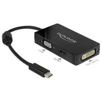Delock Delock adapter C-típusú USB-csatlakozó> VGA / HDMI / DVI aljzat fekete (63925)