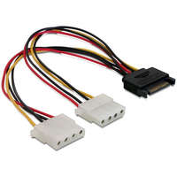 Delock Delock 15 tűs SATA (apa) 2 db 4 tűs Molex (anya), 20 cm-es hálózati kábel (65159)