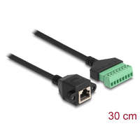 Delock Delock RJ45 kábel Cat.6 anya - Terminal Block Adapter beépíthető, 30 cm hosszú, 2 részes (66054)