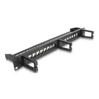 Delock Delock 19 Keystone Patch Panel 16 port 3 kampóval és húzásmentesítő 1U fekete (66237)