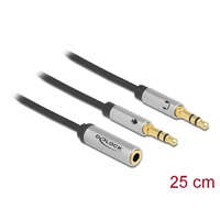 Delock Delock Headset adapter 1 x 3,5 mm-es 4-tűs anya sztereo jack - 2 x 3,5 mm-es, 3-tűs apa sztereo jack (66740)