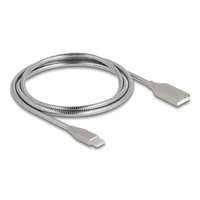 Delock Delock USB 2.0 kábel fém köpennyel USB Type-A dugasz USB Type-C dugóhoz PD 3.0 60 W 1 m ezüst