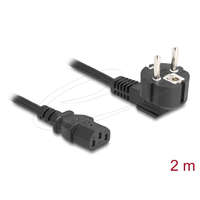 Delock Delock PC tápkábel földelt csatlakozóval CEE 7/7 90 -ban hajlított - C13 anya, 2 m, 3 x 1,00 mm2 méretű fekete