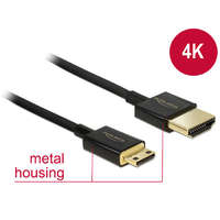Delock Delock Nagysebességű HDMI-kábel Ethernettel - HDMI-A-csatlakozódugó>HDMI Mini-C-csatlakozódugó,3D,1m (84776)