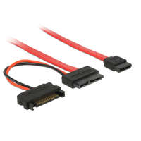 Delock Delock Slim SATA kábel Vékony SATA anya > SATA 7 tűs + SATA 15 tűs 5 V 30 cm (84800)