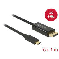 Delock Delock Kábel USB Type-C csatlakozó > Displayport csatlakozó (DP váltakozó mód) 4K 60 Hz, 1 m, fekete (85255)