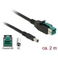 Delock Delock PoweredUSB kábel apa 12 V > DC 5,5 x 2,1 mm apa 2 m, POS nyomtatókhoz és csatlakozókhoz (85498)