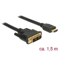 Delock Delock Kábel DVI 18+1 csatlakozódugóval > HDMI-A csatlakozódugóval, 1,5 m, fekete (85583)