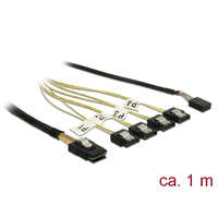 Delock Delock Kábel Mini SAS SFF-8087 > 4 x 7 tűs SATA + oldalsáv, 1 m fém (85682)