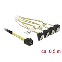 Delock Delock Kábel Mini SAS HD SFF-8643 > 4 x SATA 7 Pin, ívelt, 0,5 m (85684)