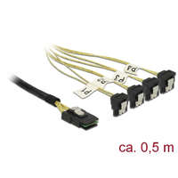 Delock Delock Kábel Mini SAS SFF-8087 >4 x SATA 7 érintkezős hüvely 90 fokban ívelt 0,5 m (85686)