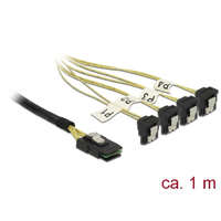 Delock Delock Kábel Mini SAS SFF-8087 >4 x SATA 7 érintkezős hüvely 90 fokban ívelt 1 m (85687)