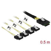 Delock Delock Kábel Mini SAS SFF-8087 > 4 x 7 tűs SATA 0,5 m fém (85800)
